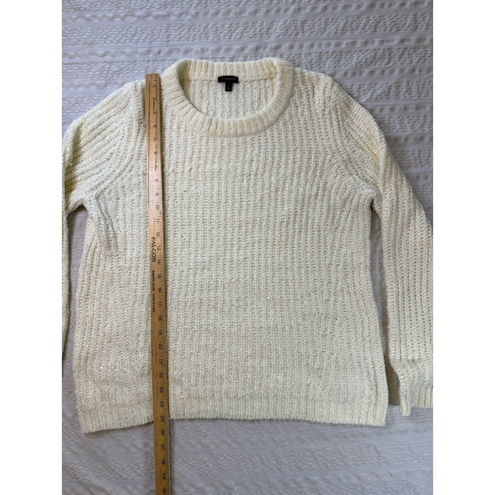 Talbots Womens L Chunky Knit Sweater Ivory Cream Textured Pullover - Picture 1 of 5